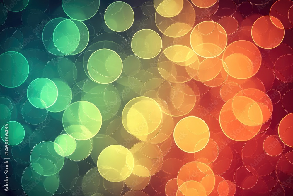 Poster multicolored circular bokeh pattern on a dark background.