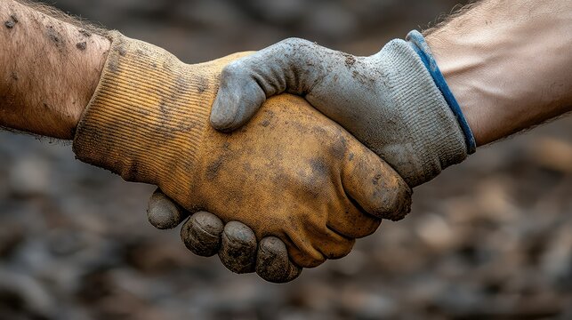 Dirty Hands Shake with Teamwork, and Deal.