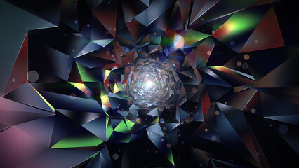 宝石のようなポリゴンのトンネル - ブラックオパール