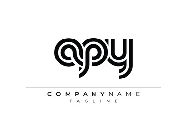 APY Creative Unique Modern Letter Logo Design. Stylized logo featuring a unique letter design, presenting abstract minimalist aesthetics and modern appeal.