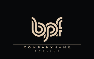 BPF Creative Unique Modern Letter Logo Design. Stylized logo featuring a unique letter design, presenting abstract minimalist aesthetics and modern appeal.