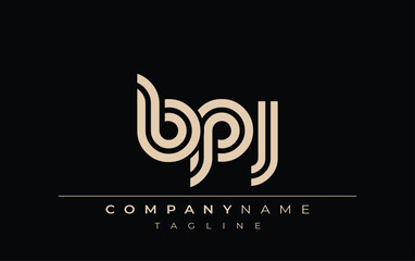 BPJ Creative Unique Modern Letter Logo Design. Stylized logo featuring a unique letter design, presenting abstract minimalist aesthetics and modern appeal.