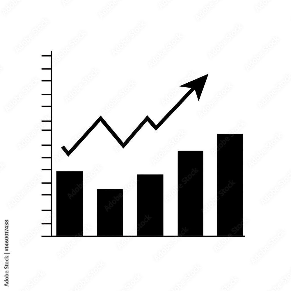 Poster growth chart with ascending arrow, representing performance improvement and positive development in 