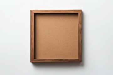 Fototapeta premium Empty square cork board frame. Wooden border on white background