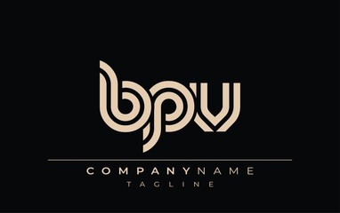 BPV Creative Unique Modern Letter Logo Design. Stylized logo featuring a unique letter design, presenting abstract minimalist aesthetics and modern appeal.