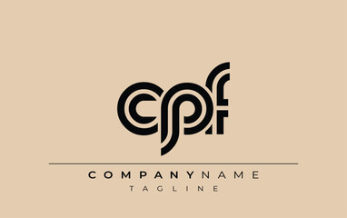 CPF Creative Unique Modern Letter Logo Design. Stylized logo featuring a unique letter design, presenting abstract minimalist aesthetics and modern appeal.