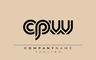 CPW Creative Unique Modern Letter Logo Design. Stylized logo featuring a unique letter design, presenting abstract minimalist aesthetics and modern appeal.