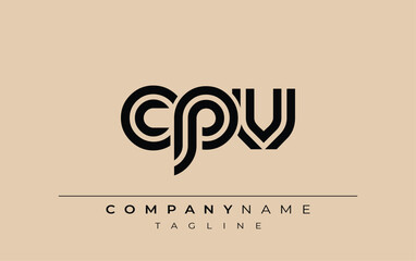 CPV Creative Unique Modern Letter Logo Design. Stylized logo featuring a unique letter design, presenting abstract minimalist aesthetics and modern appeal.