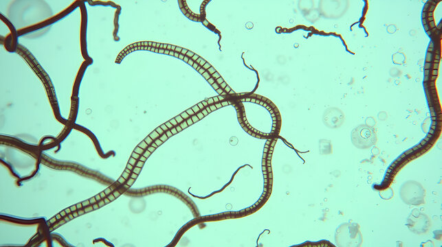 photo of human parasite worms under the microscope