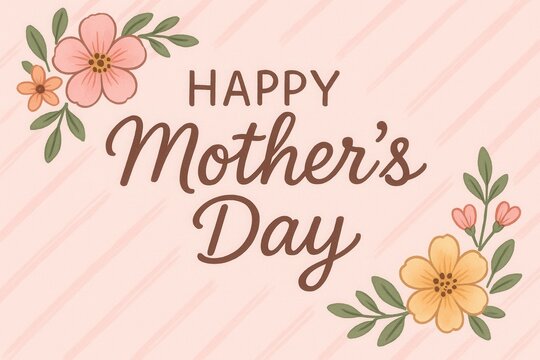 Happy mother's day floral greeting card on pink background