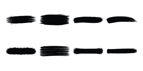 Flat black paint brush stroke pack