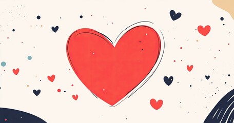 Heart graphic design with scattered hearts