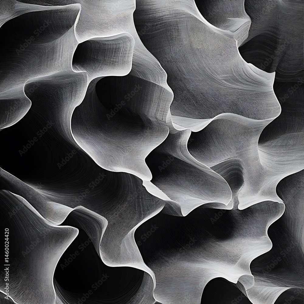 Poster monochrome lines forming abstract waves: a high-contrast background of interwoven patterns for moder