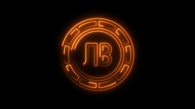 Litcoin neon glowing currency symbol design on black background animation for crypto