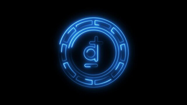 Futuristic neon bangladesh taka symbol glowing on black background currency and finance technology