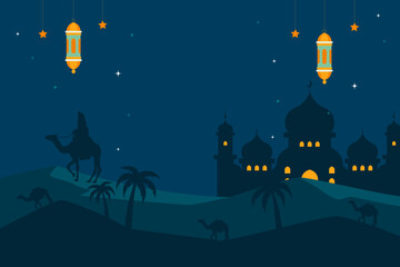 Islamic Mosque Border Decoration and Isra Miraj Muhammad