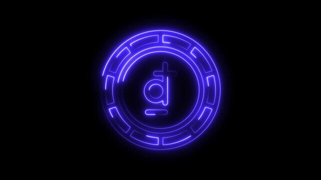 Animated neon sign of bangladeshi taka currency symbol on a black background