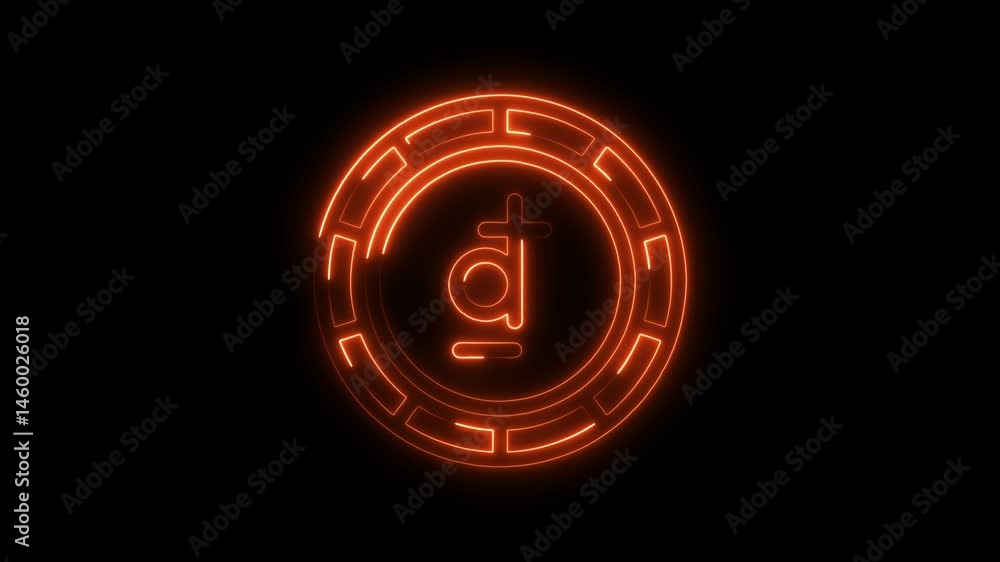 Poster vietnamese dong symbol with glowing neon effect on black background for finance and technology appli