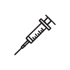     A minimalist injection symbol design with black and white color.