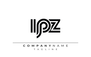 IPZ Creative Unique Modern Letter Logo Design. Stylized logo featuring a unique letter design, presenting abstract minimalist aesthetics and modern appeal.