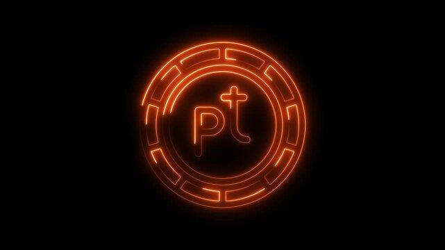 Animated neon pt initial logo symbol with circular maze border on black background