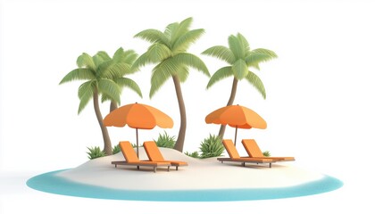 Obraz premium Stunning Tropical Beach In Sentosa, Singapore - A Gorgeous Paradise With Golden Sands And Crystal Clear Waters To Relax And Unwind.