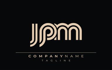 JPM Creative Unique Modern Letter Logo Design. Stylized logo featuring a unique letter design, presenting abstract minimalist aesthetics and modern appeal.