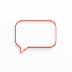 Naklejka premium Red Outlined Speech Bubble on White Background - Minimalist Communication Concept with Clean Aesthetic Design.