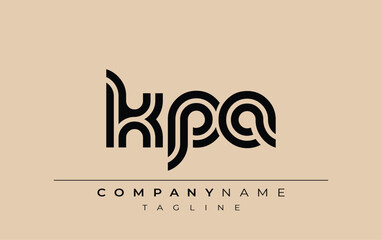 Fototapeta premium KPA Creative Unique Modern Letter Logo Design. Stylized logo featuring a unique letter design, presenting abstract minimalist aesthetics and modern appeal.