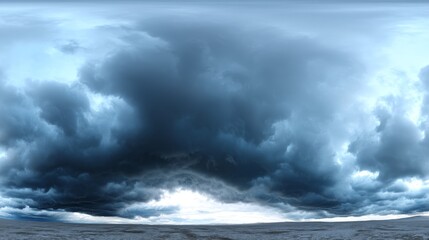 Obraz premium Dramatic Stormy Sky HDRI Panorama - An immersive 360° view of a dramatic stormy sky. Dark, brooding clouds dominate the scene, symbolizing power, tension, change, mystery