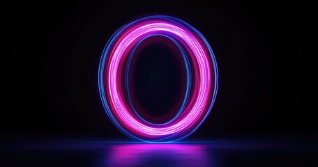 Neon glowing,  double-ringed,  zero shape