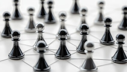 Networked chess pieces.  A strategic, interconnected group