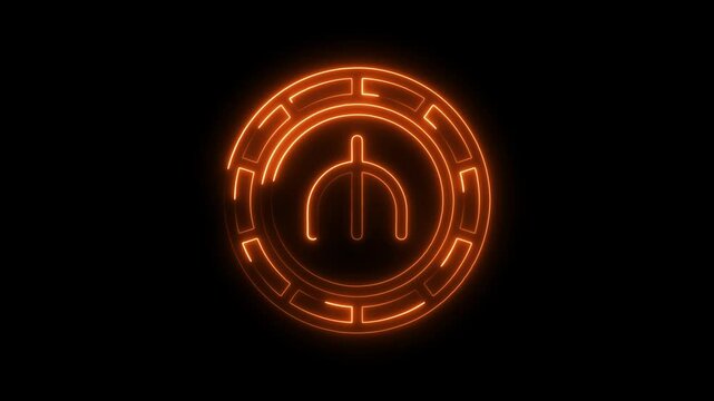 Azerbaijan manat symbol with glowing neon style currency icon graphic on black background
