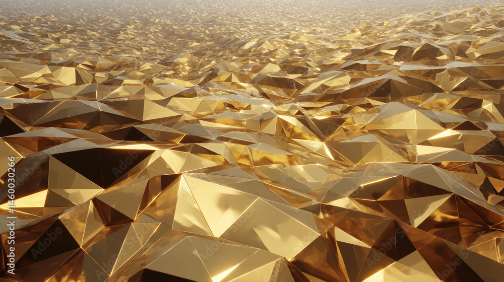 Aufkleber abstract gold geometric texture, low-poly style, creating a luxurious and opulent visual, ideal for 