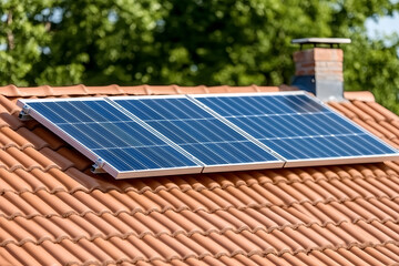 Solar panels are installed on a building roof to capture the energy of the sun and provide power to the structure, helping it to become more energy efficient.