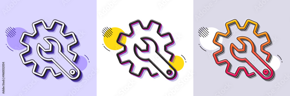 Poster customisation line icon. halftone dotted pattern. gradient icon with grain shadow. settings or editi