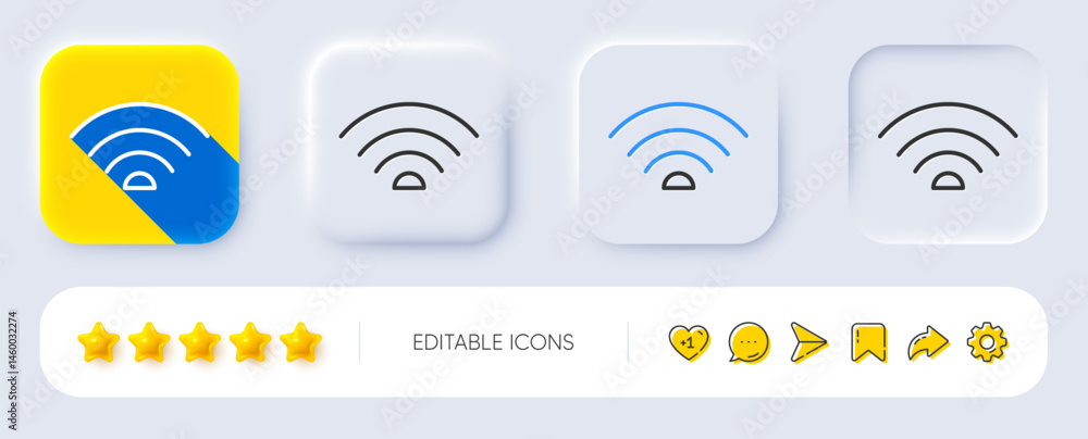 Poster wifi line icon. neumorphic, flat shadow, 3d buttons. wi-fi internet sign. wireless network symbol. l