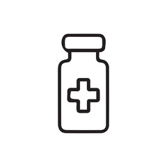   A minimalist medical container symbol design with black and white color.