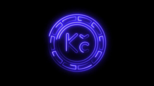 Czech koruna currency symbol neon light animation on dark background
