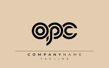 OPC Creative Unique Modern Letter Logo Design. Stylized logo featuring a unique letter design, presenting abstract minimalist aesthetics and modern appeal.
