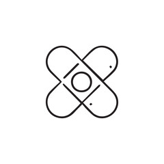  A minimalist adhesive bandage symbol design with black and white color.