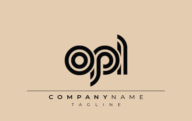 OPL Creative Unique Modern Letter Logo Design. Stylized logo featuring a unique letter design, presenting abstract minimalist aesthetics and modern appeal.
