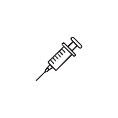    A minimalist injection symbol design with black and white color.