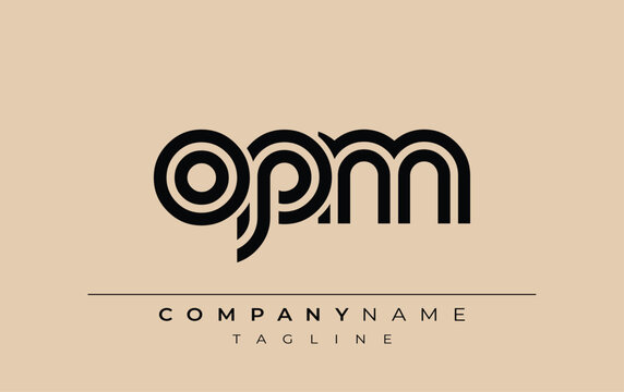 OPM Creative Unique Modern Letter Logo Design. Stylized logo featuring a unique letter design, presenting abstract minimalist aesthetics and modern appeal.