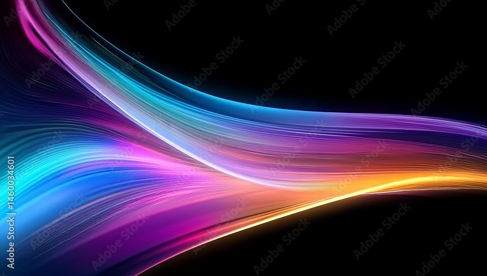  vivid abstract light waves creating a dynamic visual experience in a dark background setting