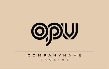 OPV Creative Unique Modern Letter Logo Design. Stylized logo featuring a unique letter design, presenting abstract minimalist aesthetics and modern appeal.