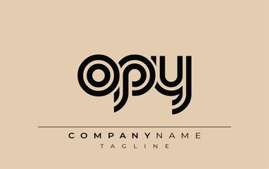 OPY Creative Unique Modern Letter Logo Design. Stylized logo featuring a unique letter design, presenting abstract minimalist aesthetics and modern appeal.