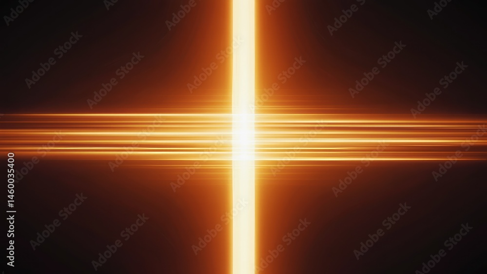Poster glowing abstract light beams intersect in a dark background creating a captivating visual effect for
