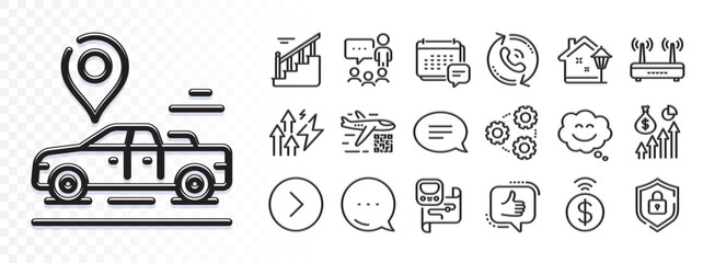 Like, Contactless payment and Salary line icons for web app. Glare of light effect. Message icon. Pack of Stairs, Smile chat, People chatting pictogram icons. Vector