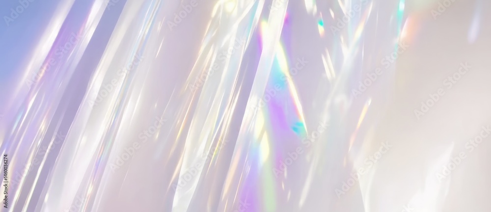 Poster abstract composition featuring colorful light reflections and translucent textures against a subtle 